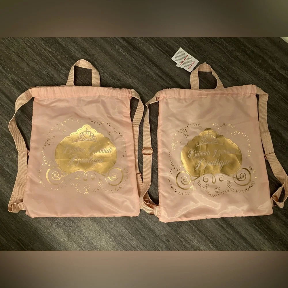 2-pack Bibbidi Bobbidi Boutique pink polyester drawstring backpack bags